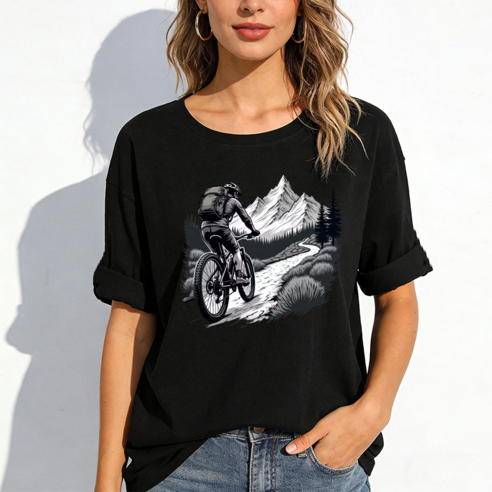Women's Black Mountain Bike T- - đánh giá và giá Mountain Biking Cartoon